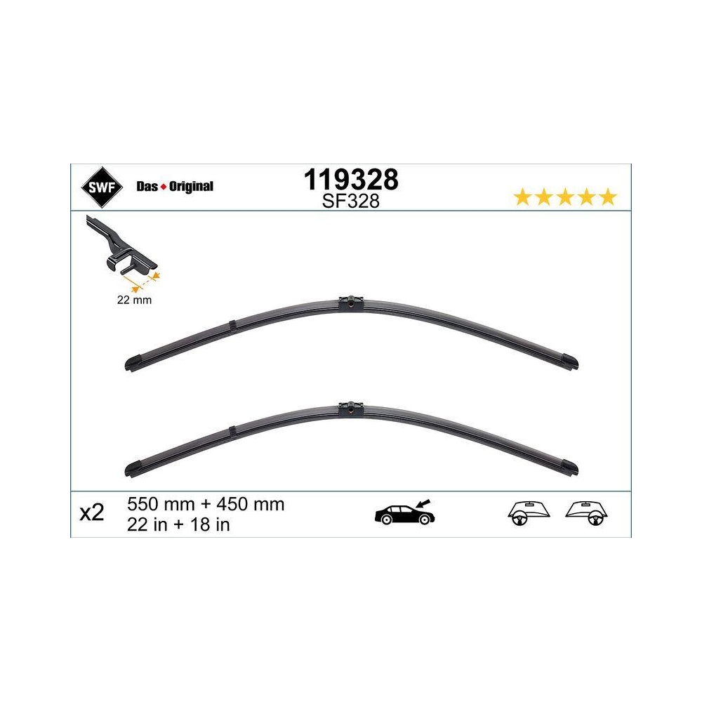 Wischblatt SWF 119328 DAS ORIGINAL SET für OPEL VAUXHALL, vorne