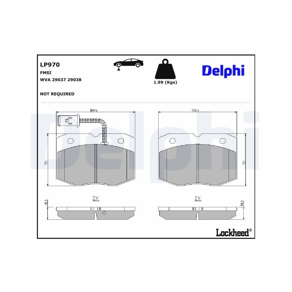 DELPHI LP970 Bremsbelagsatz, Scheibenbremse f&uuml;r IVECO, Vorderachse