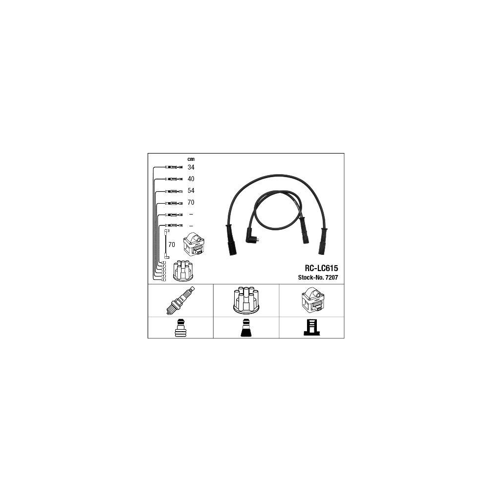 Zündleitungssatz NGK 7207 für, für Fahrzeuge mit Zündverteiler