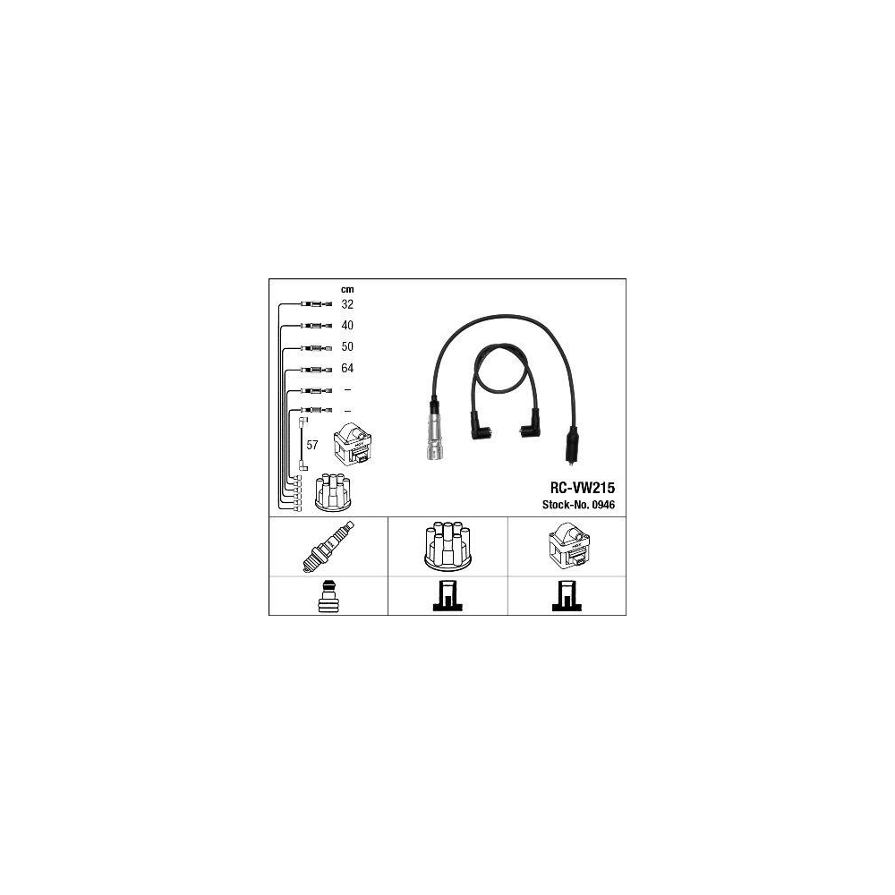 Z&uuml;ndleitungssatz NGK 0946 f&uuml;r AUDI SEAT SKODA VW LAMBORGHINI BENTLEY