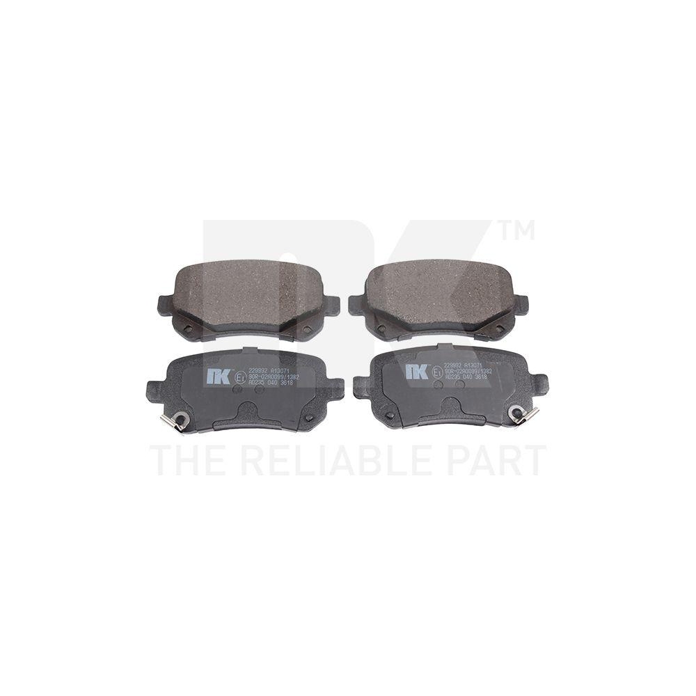 Bremsbelagsatz, Scheibenbremse NK 229992 f&uuml;r CHRYSLER DODGE FIAT, Hinterachse
