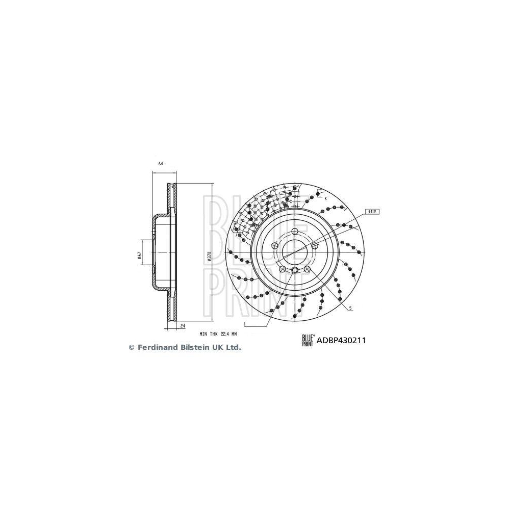 BLUE PRINT ADBP430211 2 St&uuml;ck Bremsscheiben f&uuml;r BMW, Hinterachse links