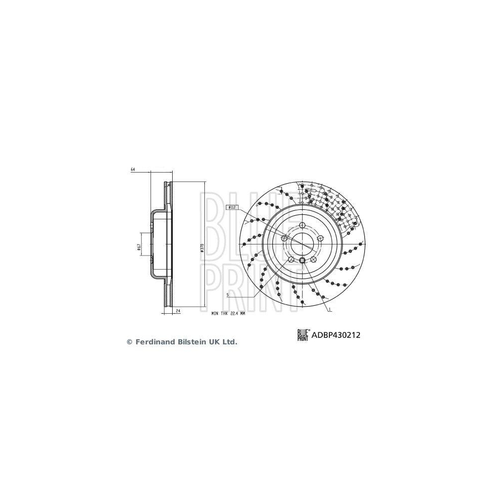 BLUE PRINT ADBP430212 2 St&uuml;ck Bremsscheiben f&uuml;r BMW, Hinterachse rechts
