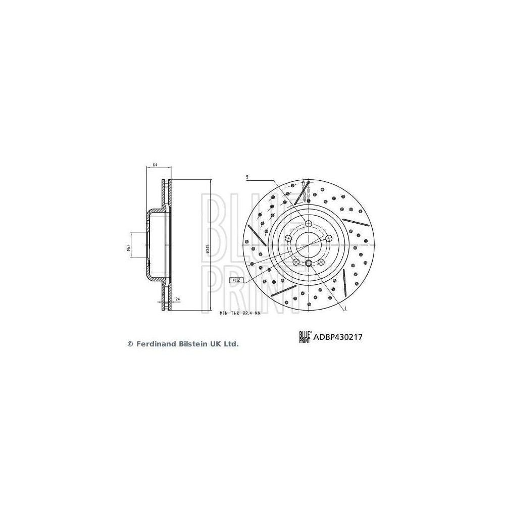 BLUE PRINT ADBP430217 2 St&uuml;ck Bremsscheiben f&uuml;r BMW, Hinterachse links