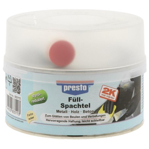 Universalspachtel PRESTO 833113 F&uuml;llspachtel styrolreduziert 500 g f&uuml;r
