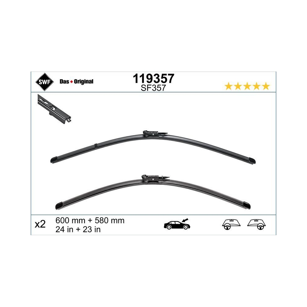 Wischblatt SWF 119357 DAS ORIGINAL SET für BMW BMW (BRILLIANCE), vorne