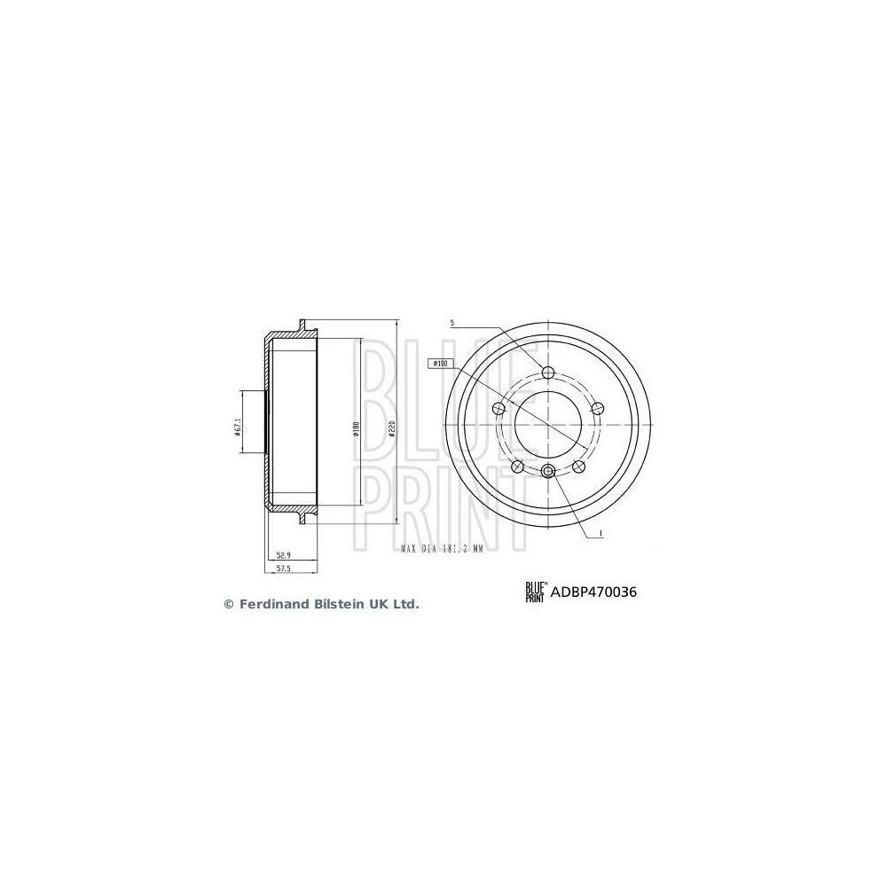 Bremstrommel BLUE PRINT ADBP470036 für MERCEDES-BENZ, Hinterachse