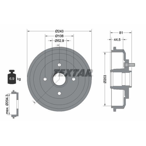 TEXTAR 94026700 Bremstrommel f&uuml;r FORD MAZDA, Hinterachse