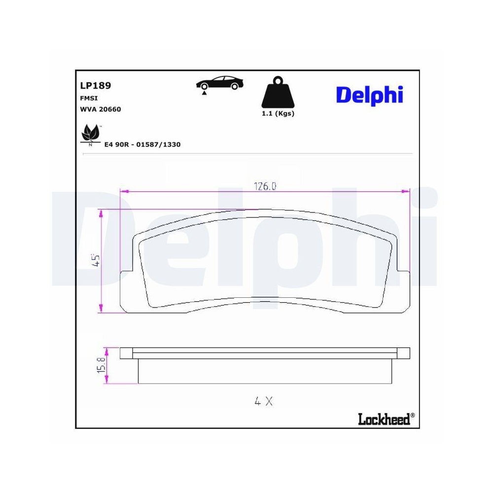 DELPHI LP189 Bremsbelagsatz, Scheibenbremse f&uuml;r LADA CHEVROLET, Vorderachse