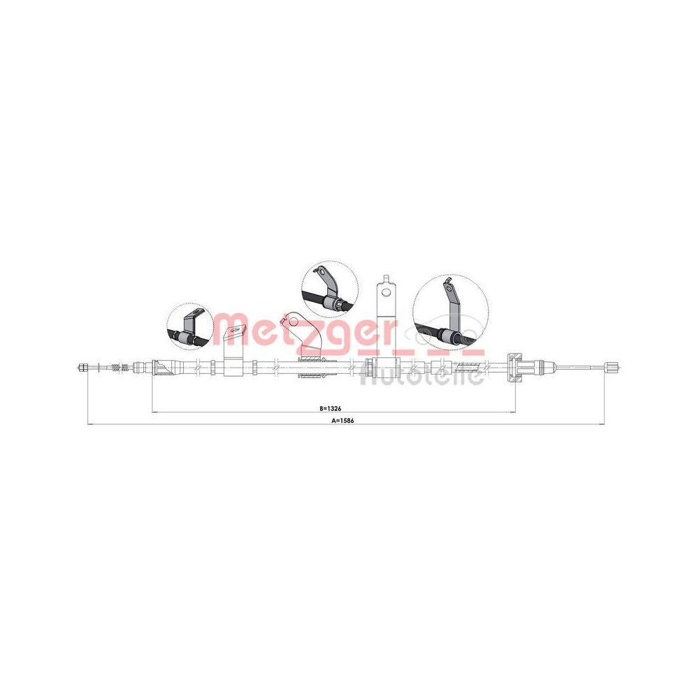 Seilzug, Feststellbremse METZGER 1.KI014 f&uuml;r HYUNDAI KIA, hinten links