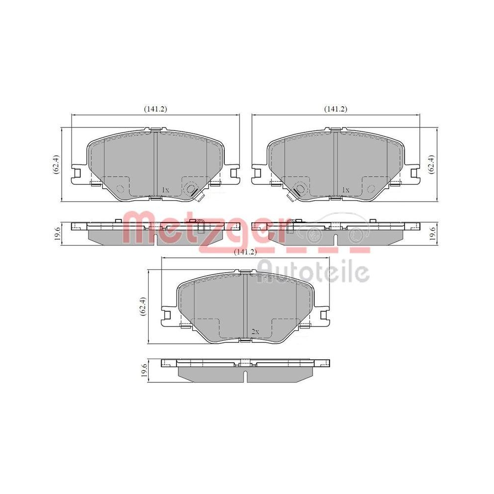 Bremsbelagsatz, Scheibenbremse METZGER 1170855 f&uuml;r OPEL VAUXHALL, Vorderachse