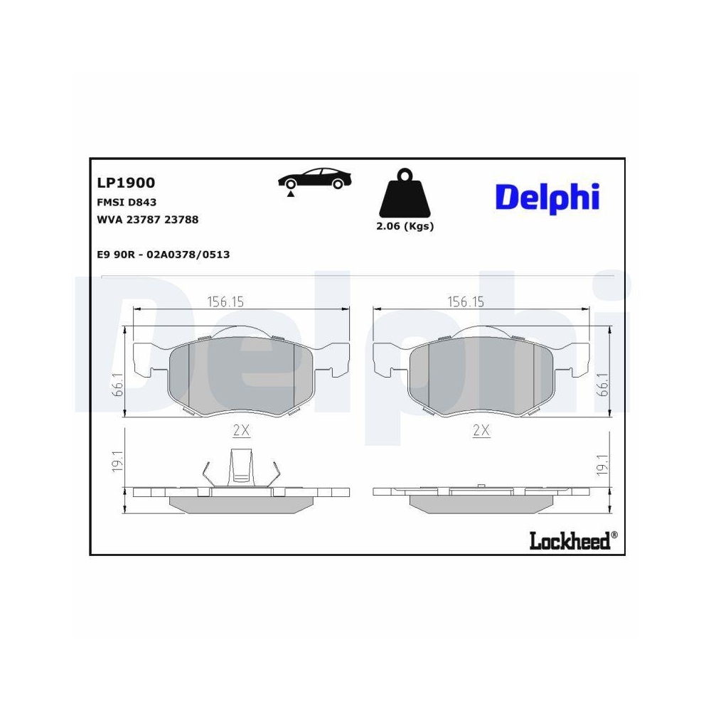 DELPHI LP1900 Bremsbelagsatz, Scheibenbremse f&uuml;r FORD MAZDA FORD USA