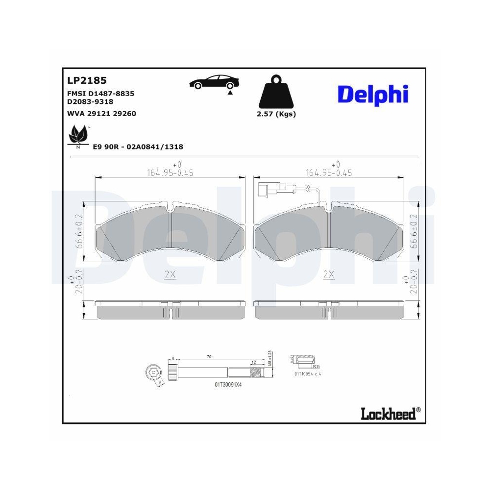 DELPHI LP2185 Bremsbelagsatz, Scheibenbremse f&uuml;r NISSAN RENAULT RENAULT TRUCKS