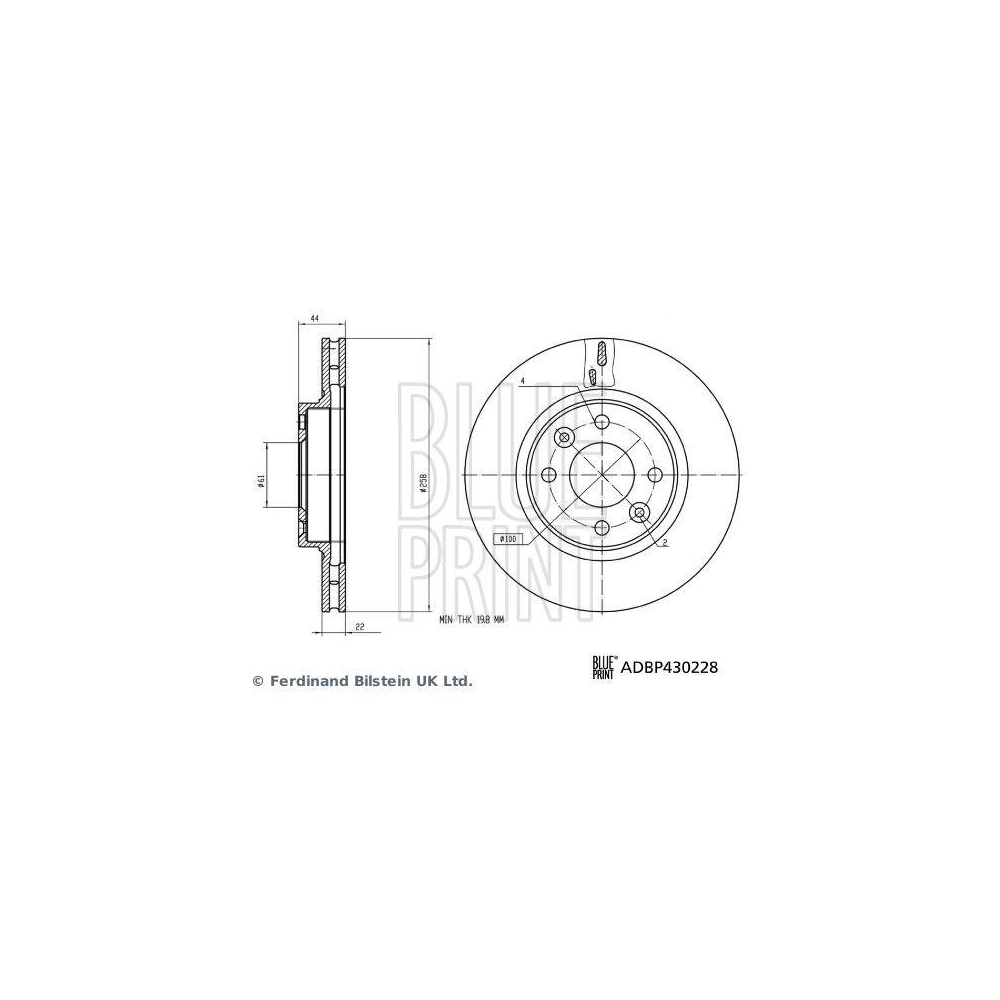 BLUE PRINT ADBP430228 2 St&uuml;ck Bremsscheiben f&uuml;r RENAULT DACIA, Vorderachse