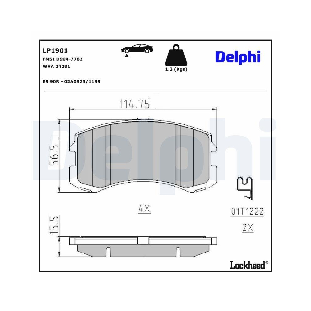 DELPHI LP1901 Bremsbelagsatz, Scheibenbremse f&uuml;r MITSUBISHI, Vorderachse