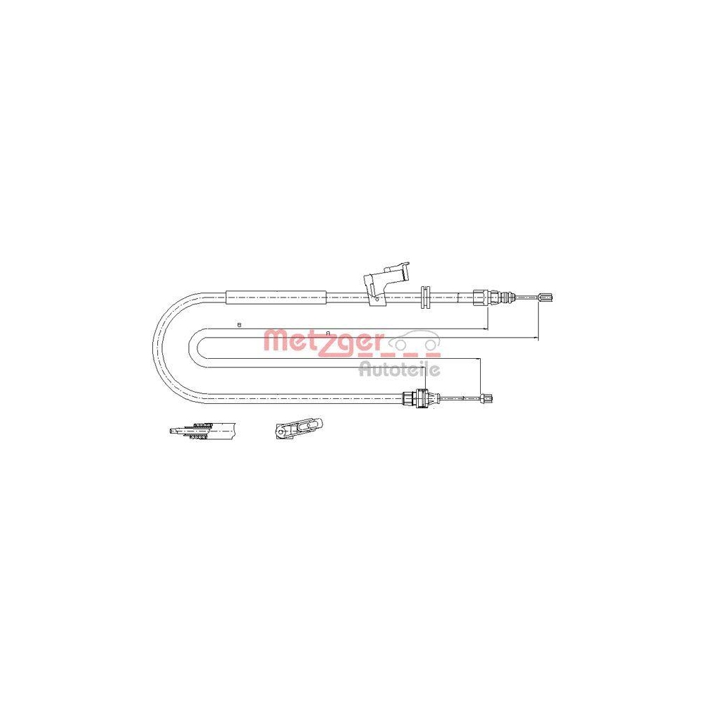 Seilzug, Feststellbremse METZGER 11.5495 f&uuml;r FORD, hinten rechts
