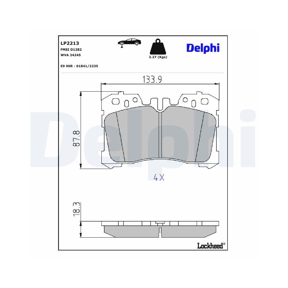 DELPHI LP2213 Bremsbelagsatz, Scheibenbremse f&uuml;r TOYOTA LEXUS, Vorderachse