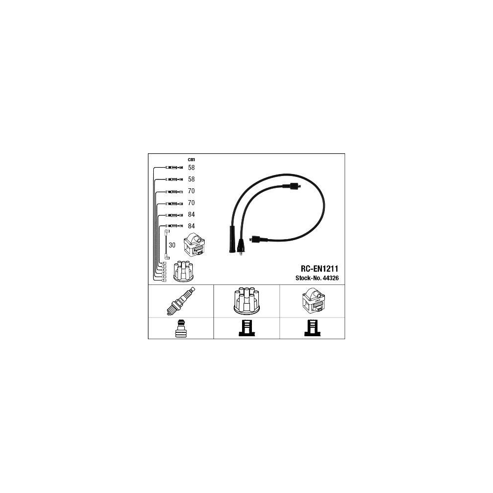 Z&uuml;ndleitungssatz NGK 44326 f&uuml;r, f&uuml;r Fahrzeuge mit Z&uuml;ndverteiler