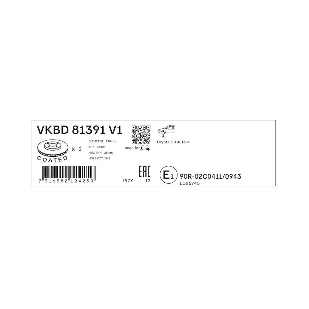 SKF VKBD 81391 V1 2 St&uuml;ck Bremsscheiben f&uuml;r TOYOTA, Vorderachse