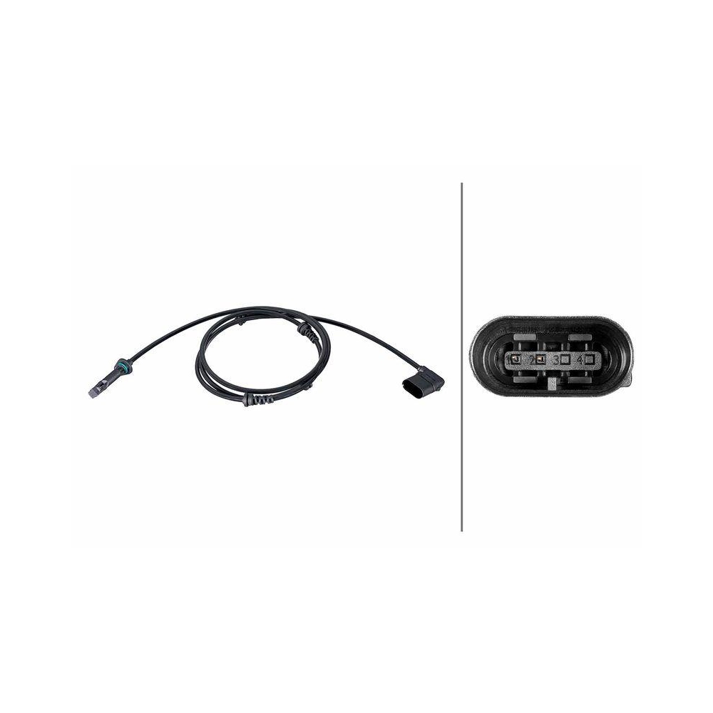 HELLA Sensor, Raddrehzahl 6PU 358 216-671 f&uuml;r MERCEDES-BENZ, Vorderachse