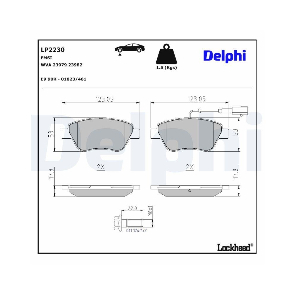 DELPHI LP2230 Bremsbelagsatz, Scheibenbremse f&uuml;r ALFA ROMEO FIAT, Vorderachse