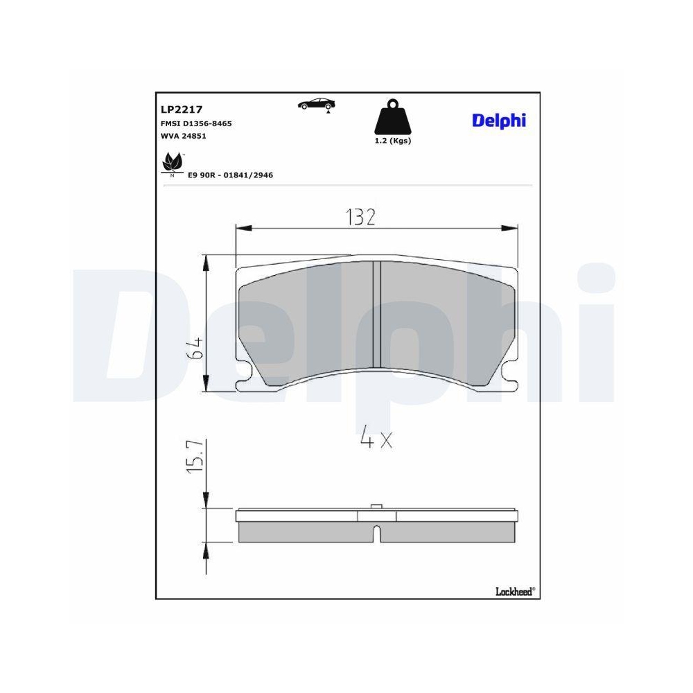 DELPHI LP2217 Bremsbelagsatz, Scheibenbremse f&uuml;r JAGUAR, Hinterachse