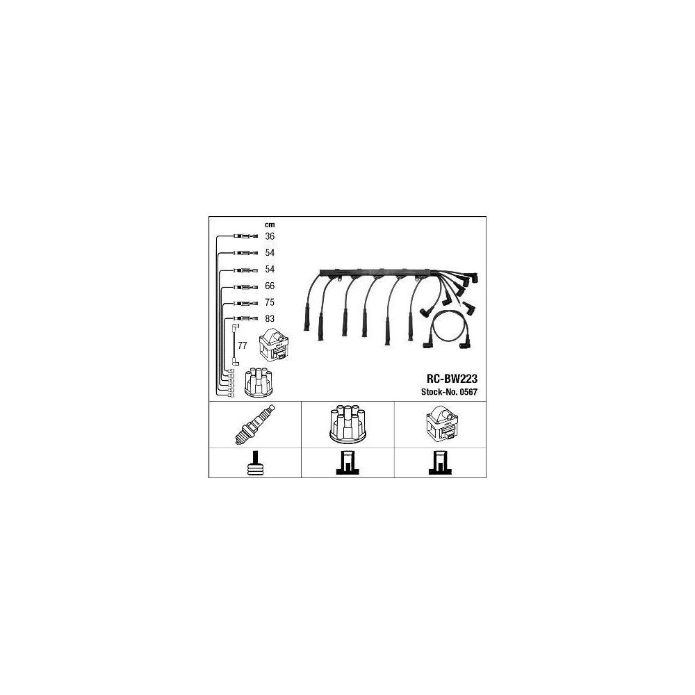 Z&uuml;ndleitungssatz NGK 0567 f&uuml;r BMW MINI, f&uuml;r Fahrzeuge mit Z&uuml;ndverteiler