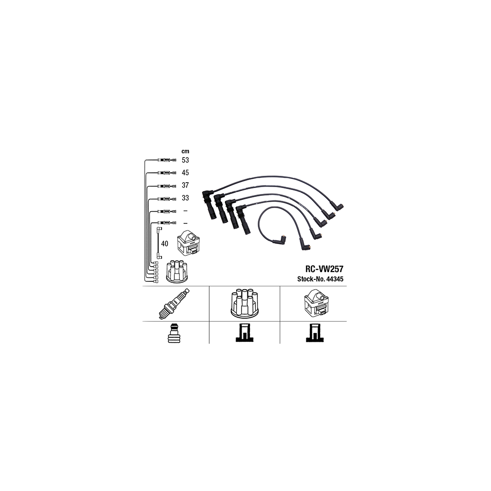 Z&uuml;ndleitungssatz NGK 44345 f&uuml;r AUDI SEAT SKODA VW LAMBORGHINI BENTLEY
