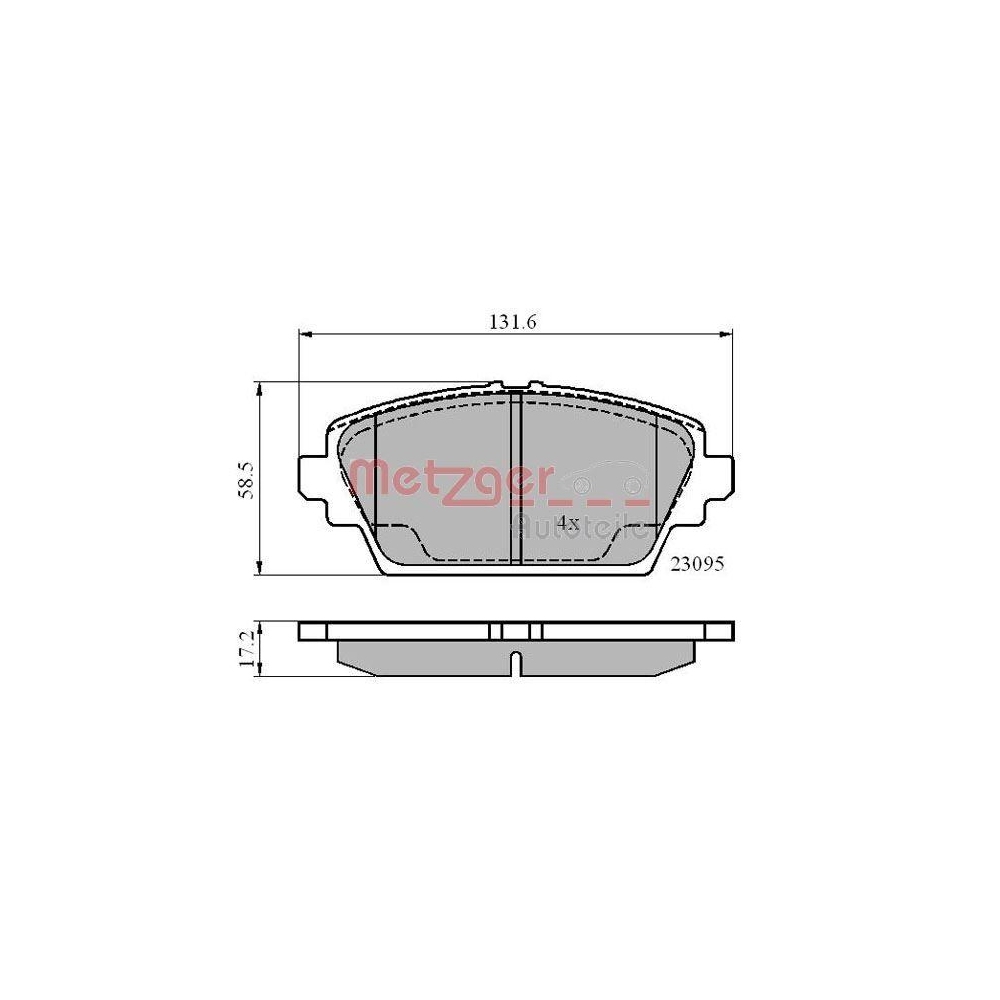 Bremsbelagsatz, Scheibenbremse METZGER 1170870 f&uuml;r NISSAN, Vorderachse