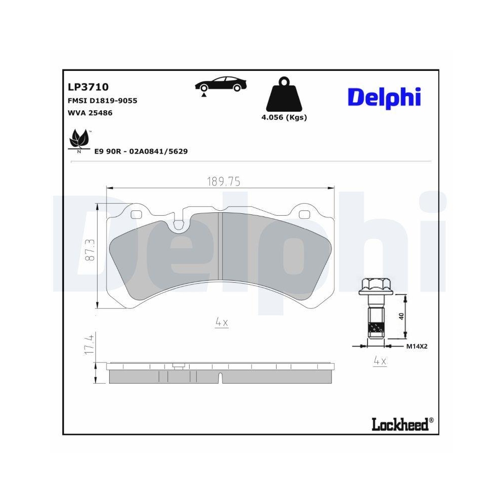DELPHI LP3710 Bremsbelagsatz, Scheibenbremse f&uuml;r VOLVO, Vorderachse