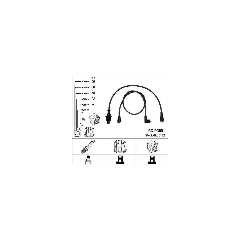 Zündleitungssatz NGK 8182 für PEUGEOT, für Fahrzeuge mit Zündverteiler