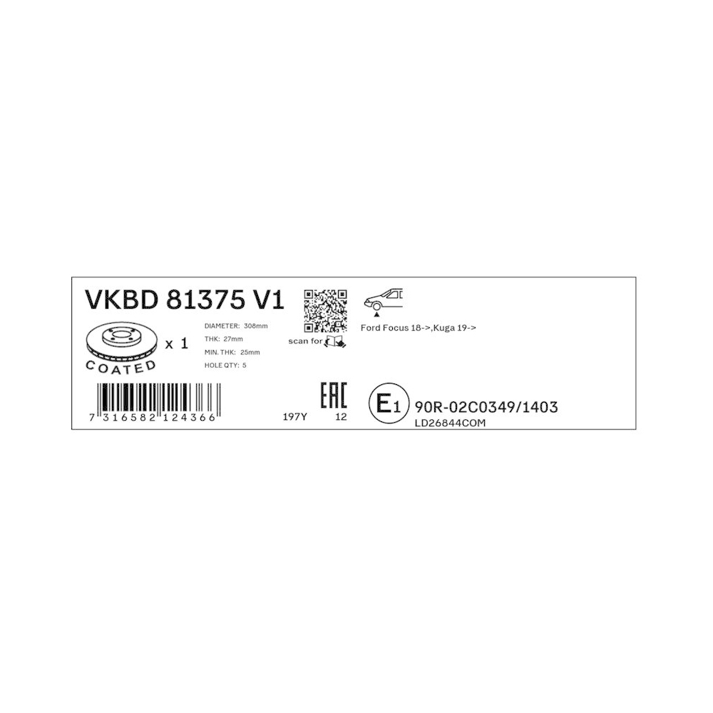 SKF VKBD 81375 V1 2 St&uuml;ck Bremsscheiben f&uuml;r FORD, Vorderachse