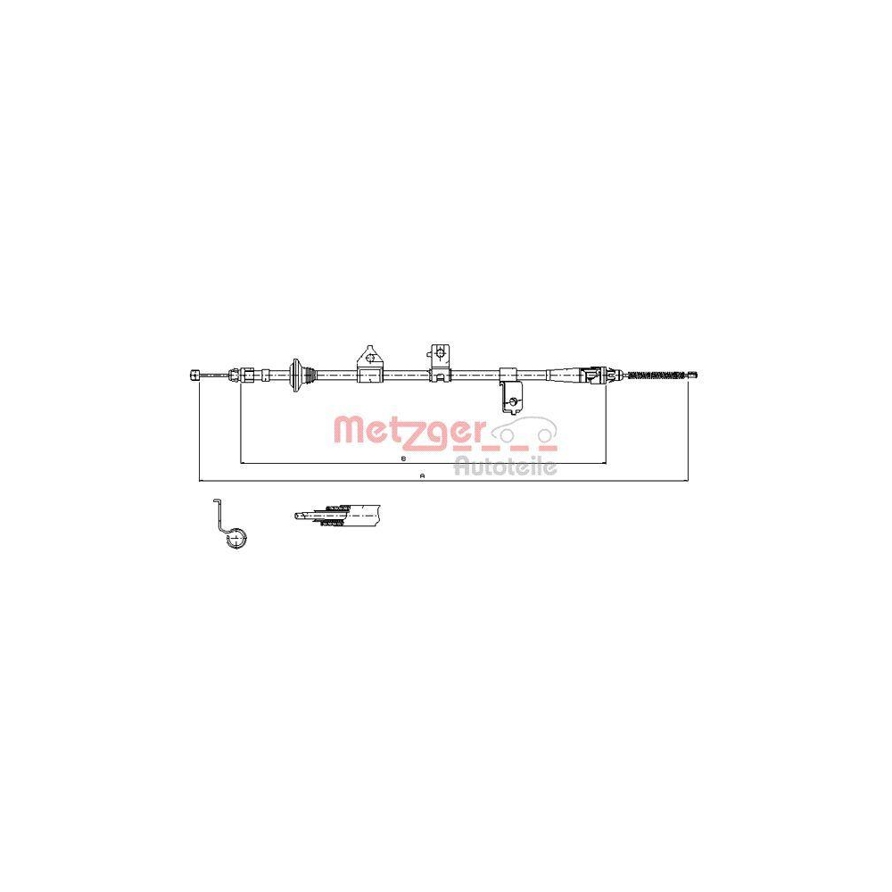 Seilzug, Feststellbremse METZGER 17.6027 f&uuml;r KIA, hinten links