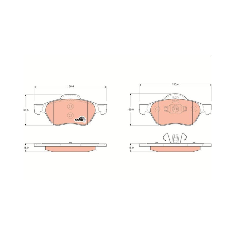 Bremsbelagsatz, Scheibenbremse TRW GDB1687 COTEC f&uuml;r RENAULT, Vorderachse