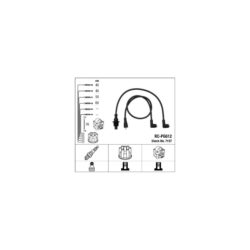 Zündleitungssatz NGK 7157 für, für Fahrzeuge mit Zündverteiler