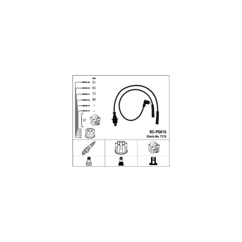Z&uuml;ndleitungssatz NGK 7176 f&uuml;r CITRO&Euml;N PEUGEOT, f&uuml;r Fahrzeuge mit Z&uuml;ndverteiler