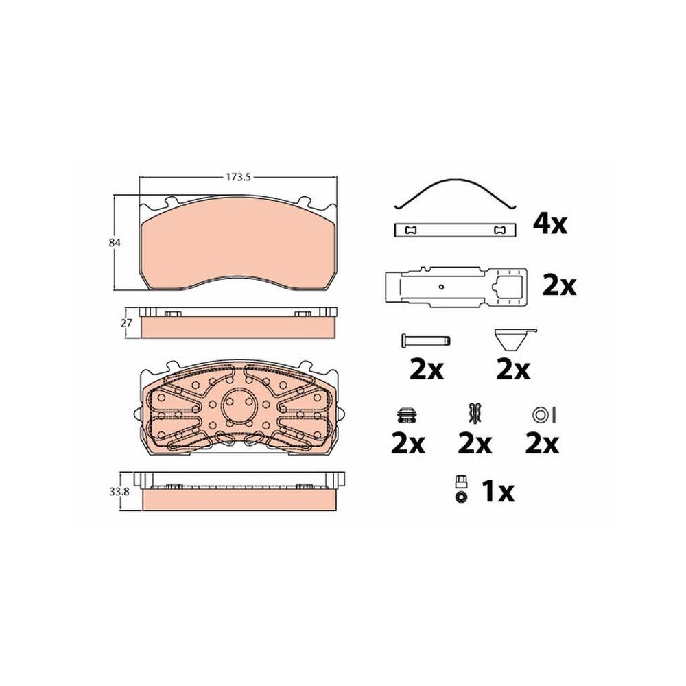 Bremsbelagsatz, Scheibenbremse TRW GDB5073 für SAETA MERITOR MAN MERCEDES-BENZ