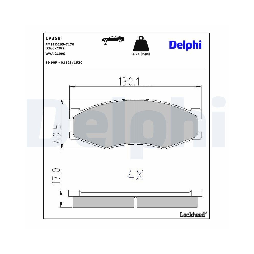 DELPHI LP358 Bremsbelagsatz, Scheibenbremse f&uuml;r NISSAN LONG INFINITI