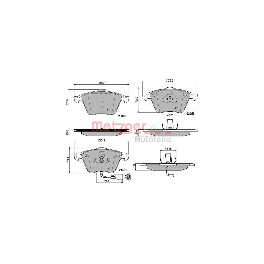Bremsbelagsatz, Scheibenbremse METZGER 1170881 f&uuml;r AUDI SEAT SKODA VW VAG