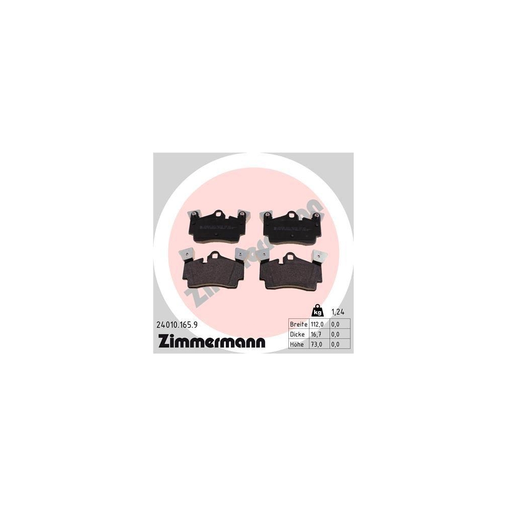 Bremsbelagsatz, Scheibenbremse ZIMMERMANN 24010.165.9 pb:z f&uuml;r AUDI PORSCHE VAG