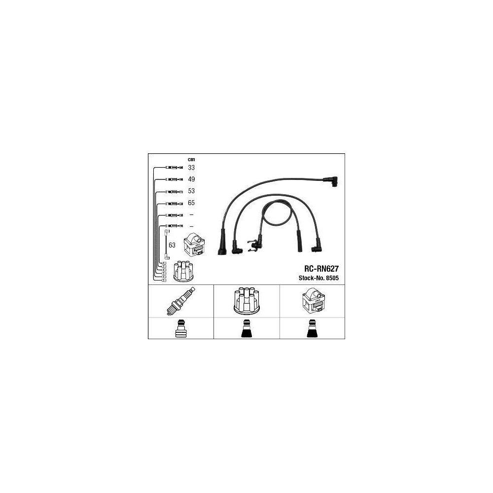 Z&uuml;ndleitungssatz NGK 8505 f&uuml;r, f&uuml;r Fahrzeuge mit Z&uuml;ndverteiler