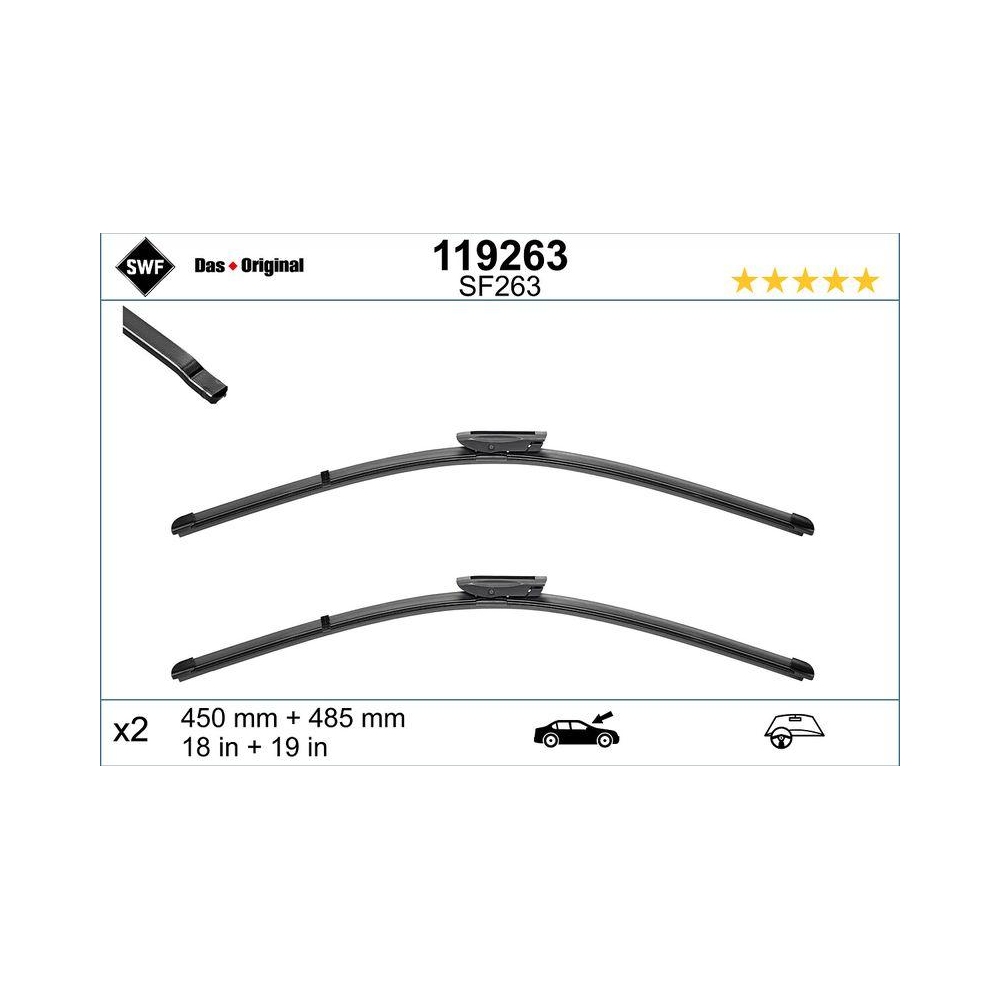 Wischblatt SWF 119263 DAS ORIGINAL SET für MINI, vorne