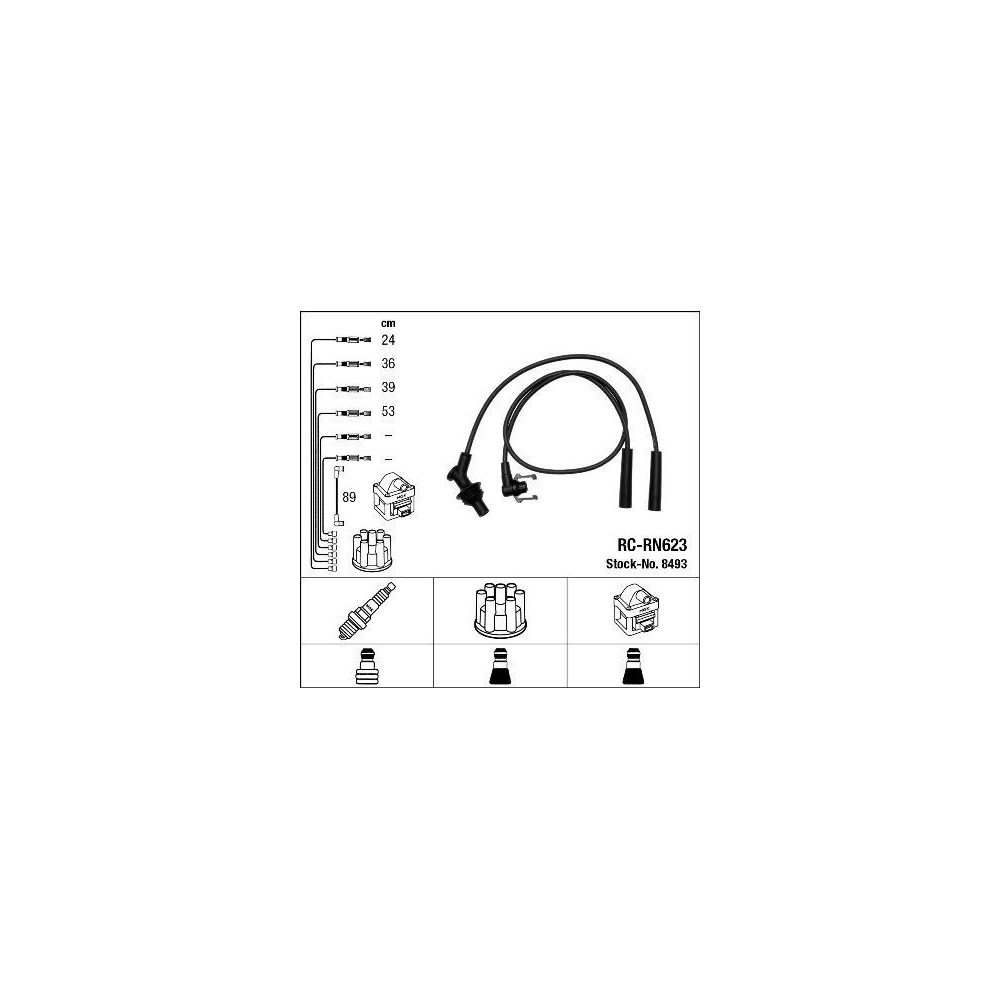 Z&uuml;ndleitungssatz NGK 8493 f&uuml;r, f&uuml;r Fahrzeuge mit Z&uuml;ndverteiler