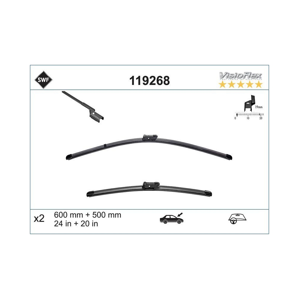 Wischblatt SWF 119268 ORIGINAL VISIOFLEX SET für BMW, vorne