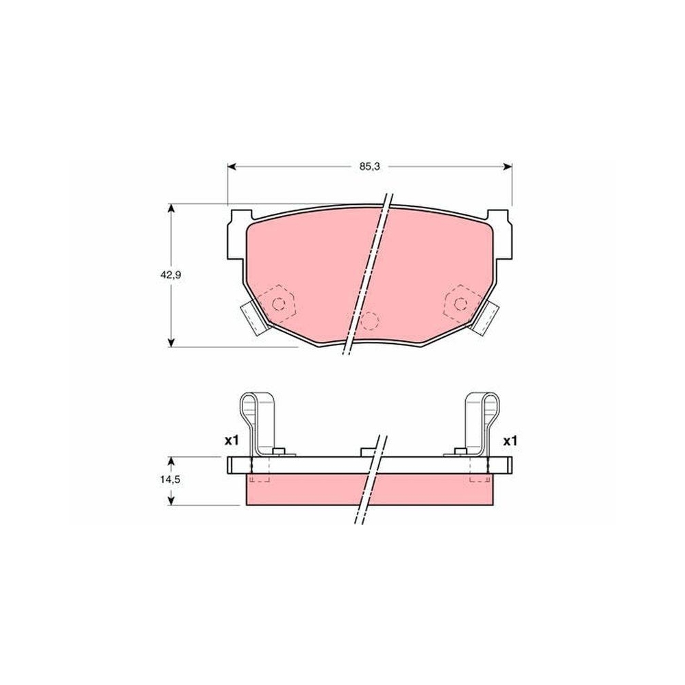 Bremsbelagsatz, Scheibenbremse TRW GDB3143 f&uuml;r NISSAN, Hinterachse