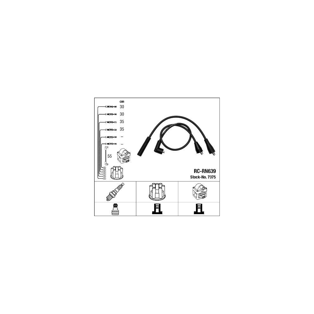 Z&uuml;ndleitungssatz NGK 7375 f&uuml;r, f&uuml;r Fahrzeuge mit Z&uuml;ndverteiler