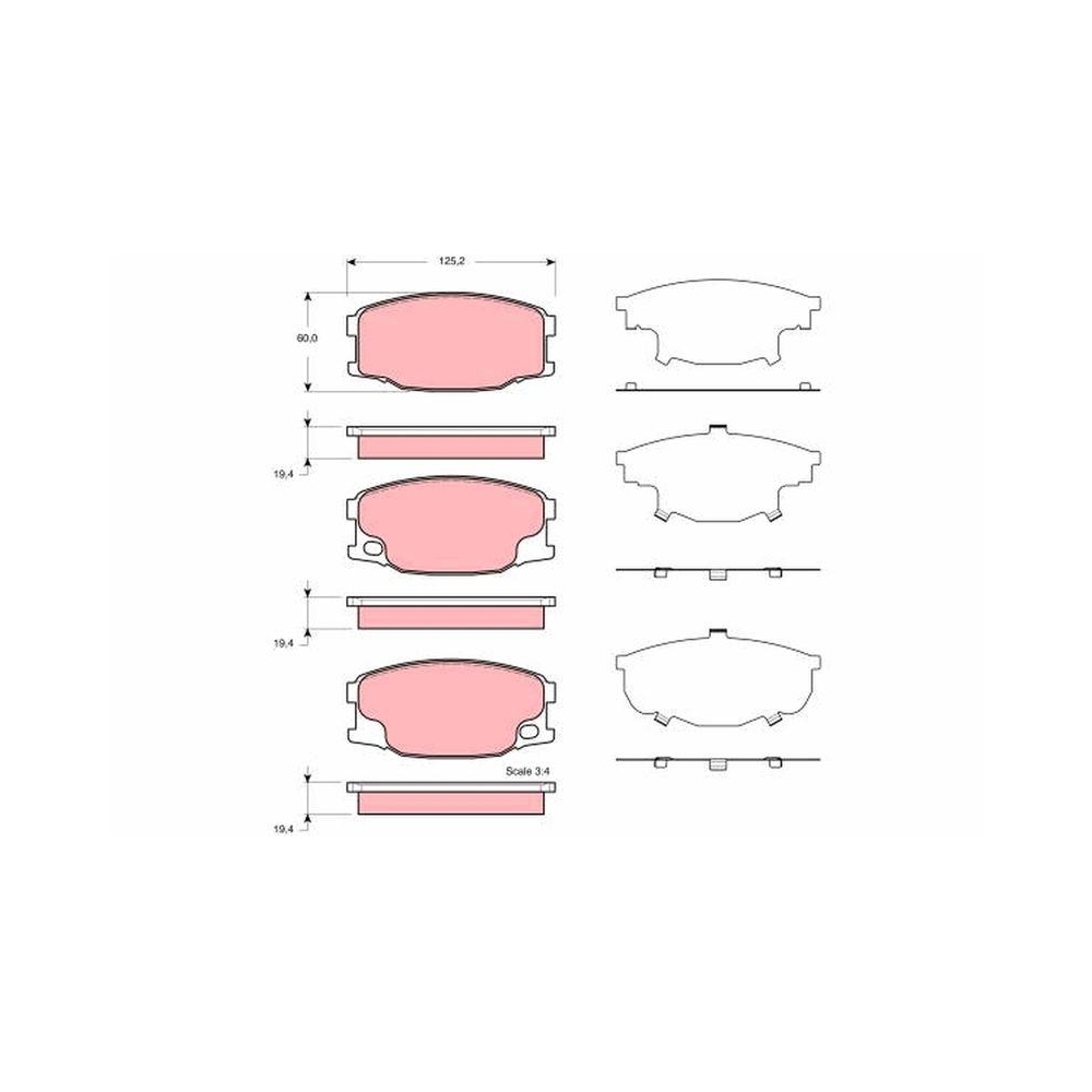 Bremsbelagsatz, Scheibenbremse TRW GDB3388 f&uuml;r MITSUBISHI, Hinterachse