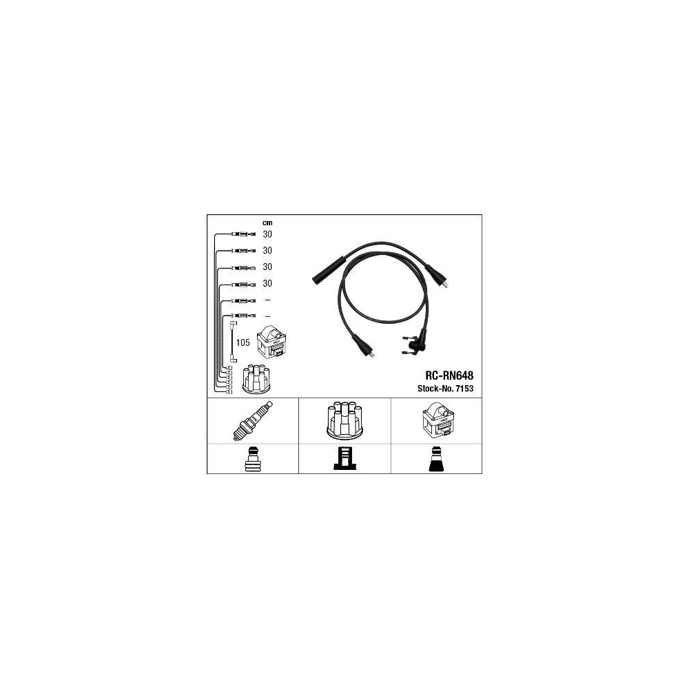 Zündleitungssatz NGK 7153 für, für Fahrzeuge mit Zündverteiler
