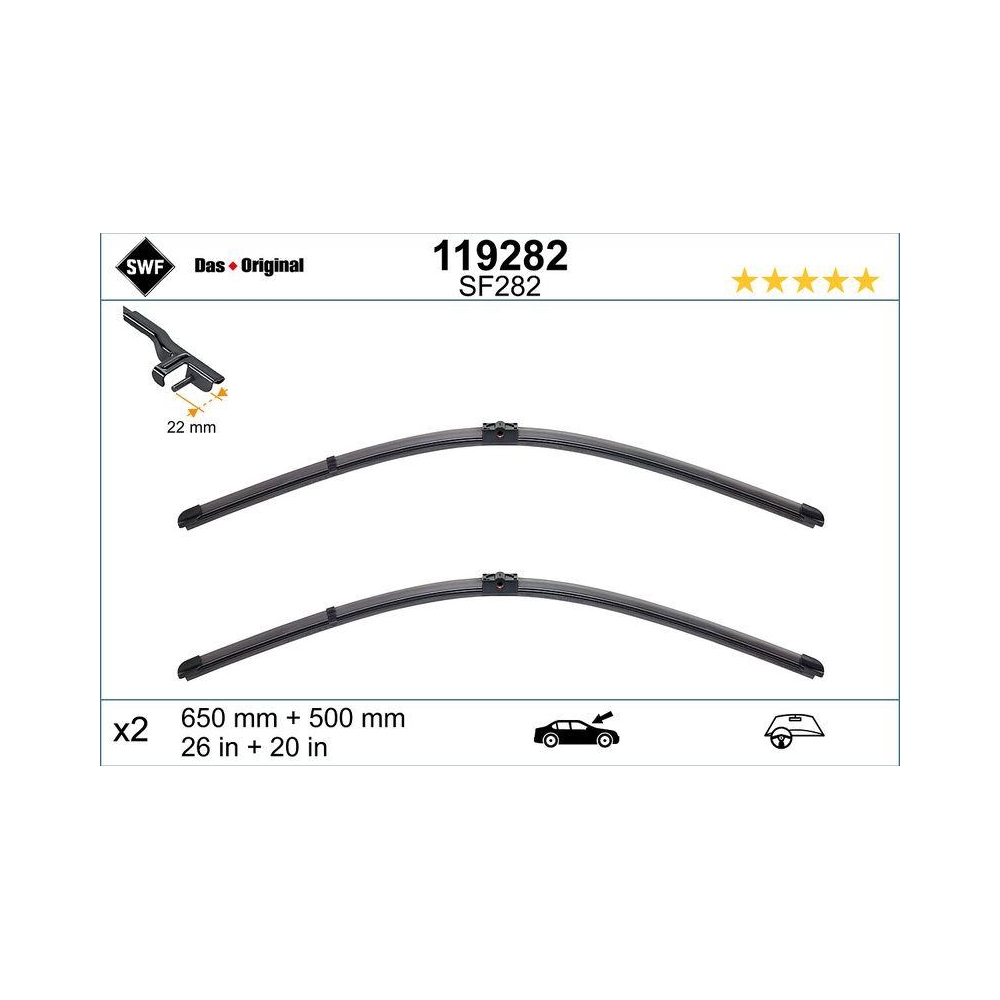 Wischblatt SWF 119282 DAS ORIGINAL SET für BMW, vorne