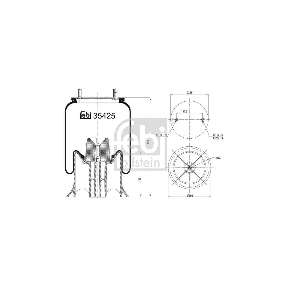 FEBI BILSTEIN Federbalg, Luftfederung 39425 f&uuml;r FRUEHAUF